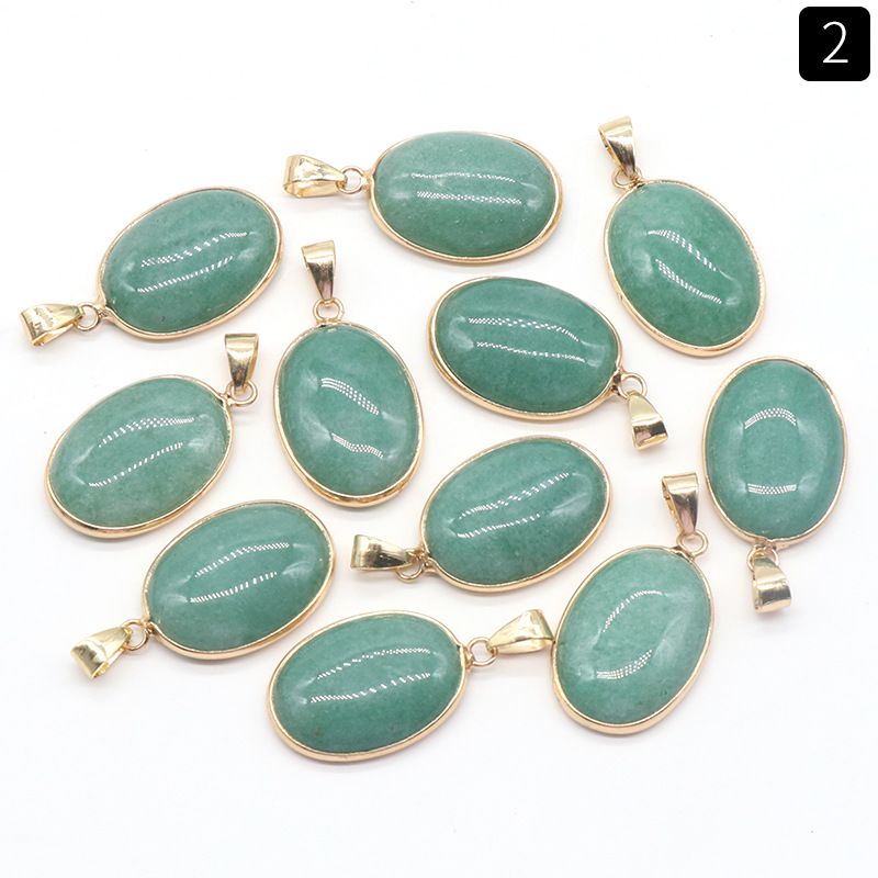 1430-Pingente de bainha oval de cristal de ágata natural, colar de cobre com meia face em forma de ovo