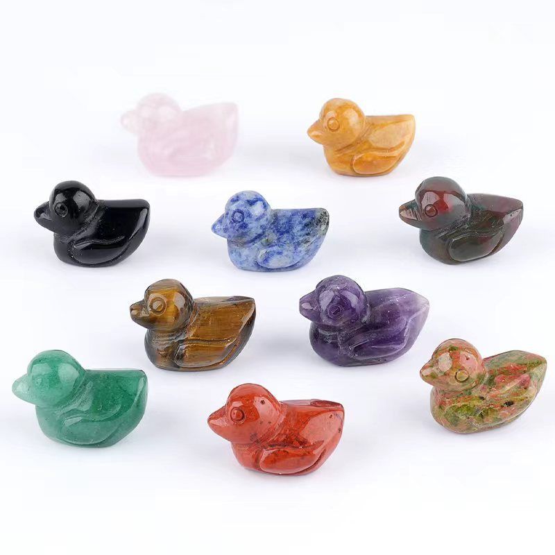 Vendas diretas de fábrica ornamento de pato de cristal natural criativo esculpido à mão 1in animal ágata pato ornamento doméstico