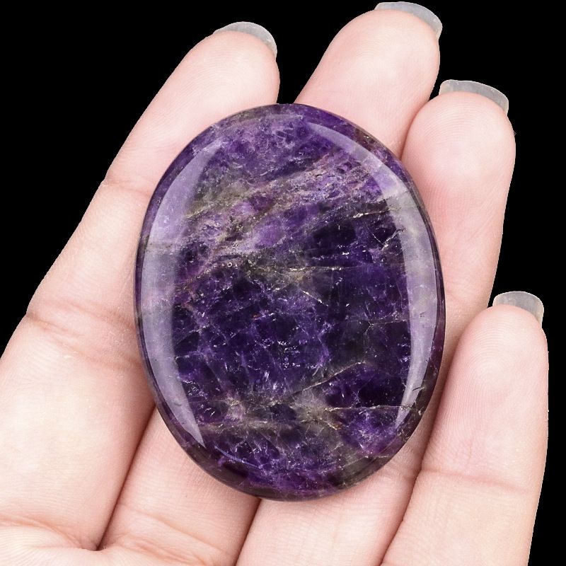 1537 Pingente oval oval duplo plano Worrystone irregular com letras ovais de cristal natural