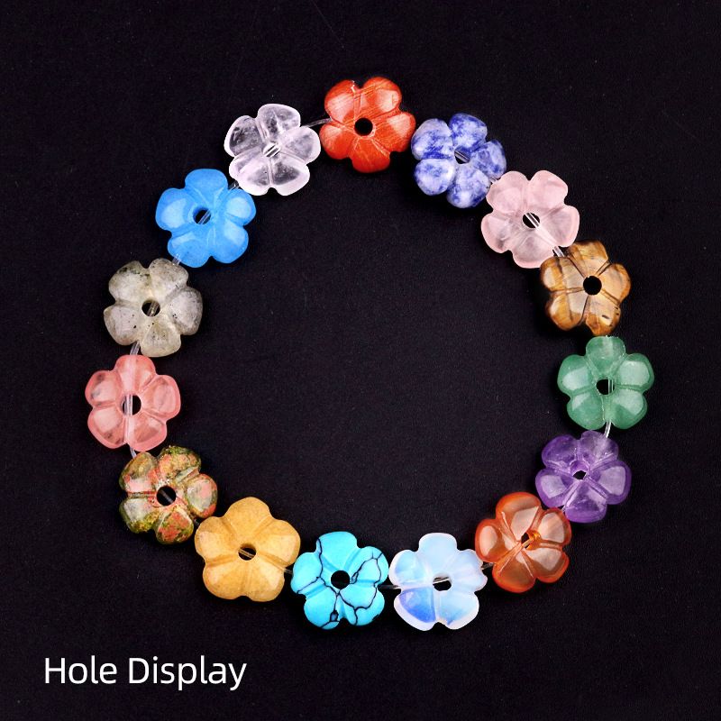2057-Ágata de ametista natural 14mm flor de ameixa contas soltas DIY pulseira de flor frisada colar acessórios