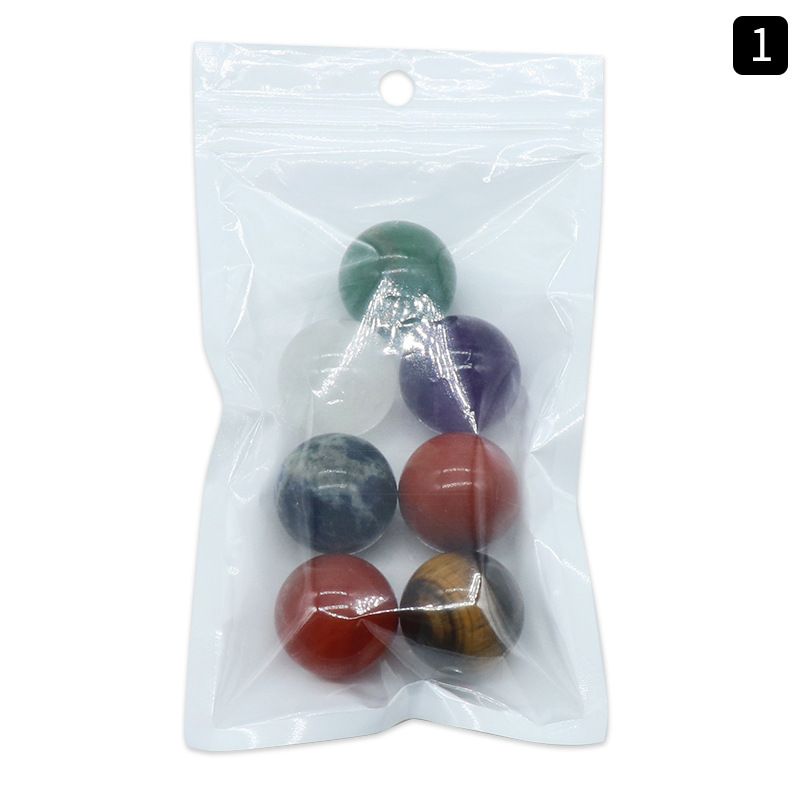 Grande bola de pedra colorida de 25mmchakela, 7 pedras de jade de ágata de cristal natural, ornamento de pedra de ioga de chakra.