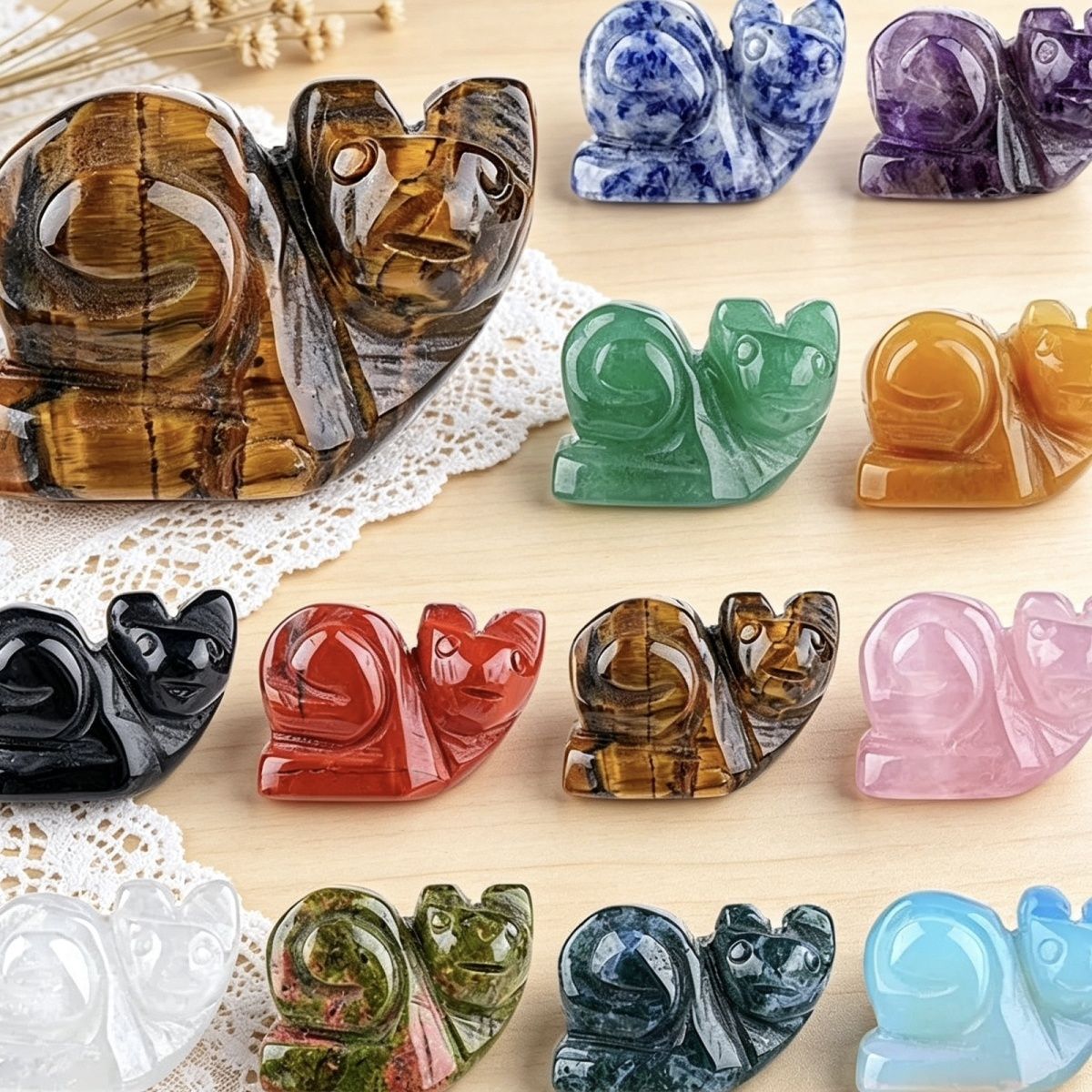1In cristal natural caracol ornamento transfronteiriço criativo casa desktop micro-paisagismo escultura pedra preciosa pequeno caracol