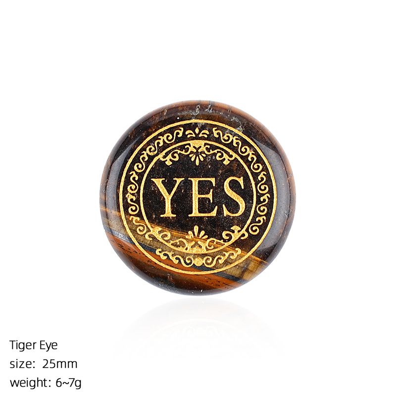 25Mm cristal natural decisão pedra transfronteiriça Europeia e americana sim / não duas opções uma dupla face letras redondas ágata escolha pedra