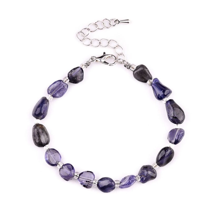 2077-Pulseira de ametista cristal azul turmalina cabelo cristal pulseira de pedra irregular mercadoria cênica