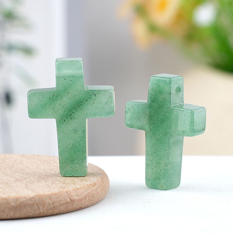 Pó de pedra natural de cristal cruz pingente pingente colar de jóias DIY acessórios