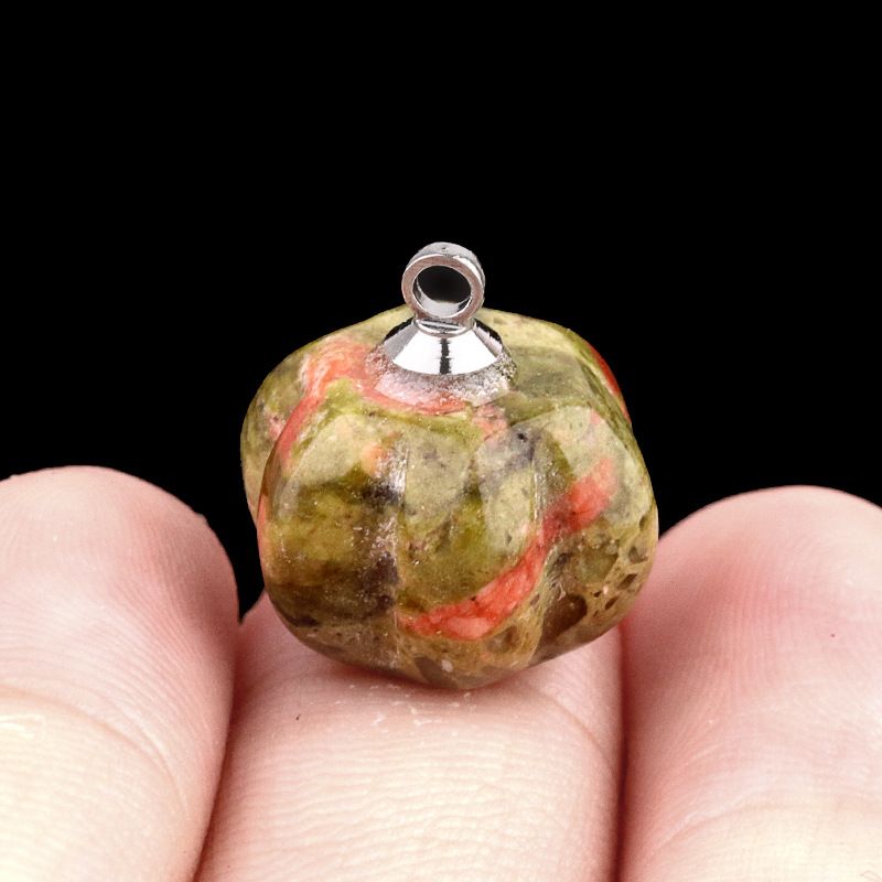 1639-10X13mm pingente de abóbora, meia pedra do tesouro de ágata de cristal abóbora gravada DIY material de jóias