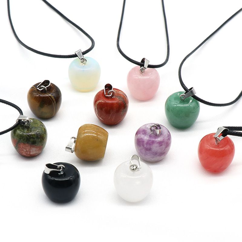 1479-Pedra de ágata de cristal natural 20mm pingente de maçã DIY acessórios decorativos para véspera de Natal