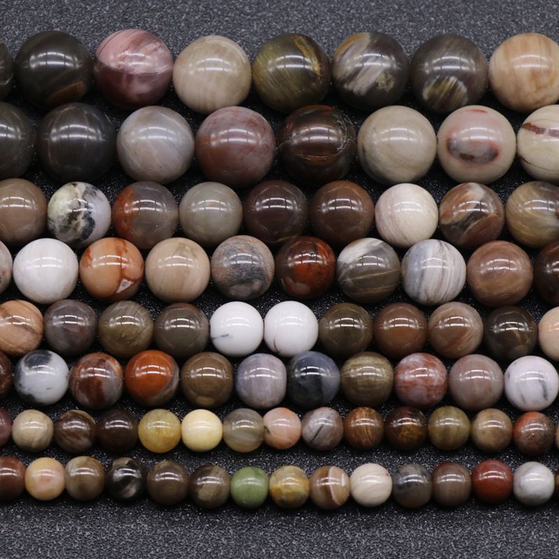 191-WoodenJade Fossil Wood Beads Loose Beads DIY Beaded Pulseiras Colar em meia pérola Jóias