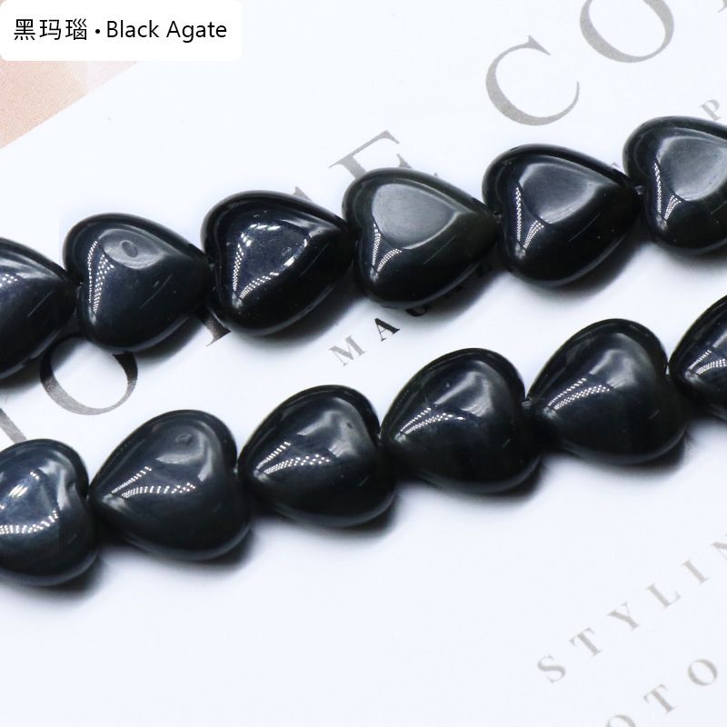 873-Amor de pedra preciosa de ágata de cristal natural 14mm coração frisado DIY colar brincos de jóias material