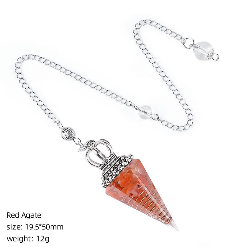 Hot Sale Pingente de Pêndulo de Cristal Natural Crown Yoga Acessórios de Meditação Hexagonal Cone Ajustável Resina de Freqüência Pêndulo