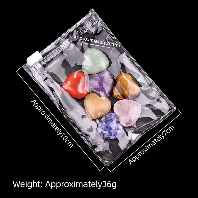 Conjunto de coração de pedra semipreciosa de cristal colorido de 2069-20Mm de 7 peças, conjunto de coração de pêssego em forma de coração de jade ametista
