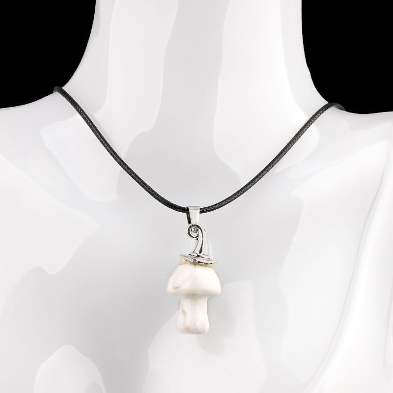 Pingente De Cogumelo De Chapéu De Bruxa De Cristal Natural
