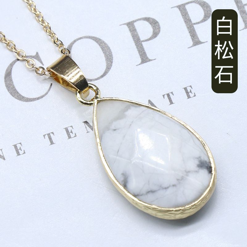 Pingente de bainha de corte de gota de água de jade de ágata de cristal natural, colar de gota de água de lápis-lazúli de cristal de pedra de olho de tigre