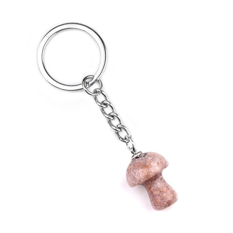 1324-Pedra de cristal natural de ágata 2cm pequeno cogumelo chaveiro pingente bonito saco de jóias pingente pequeno presente