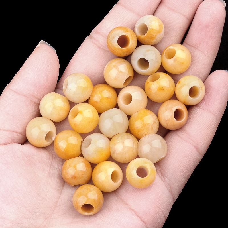 317 - Contas de Grandes Furos, Contas Soltas de Ágata Cristalina, 12mm, 5mm, Contas Soltas de Pedra Natural de Grandes Furos, Materiais de Joias DIY Atacado