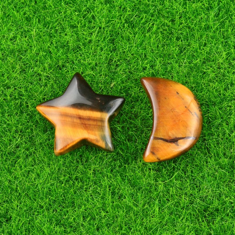 1702-Pedra semipreciosa de ágata de cristal natural 20mm pentagrama não poroso estrela lua acessórios de decoração