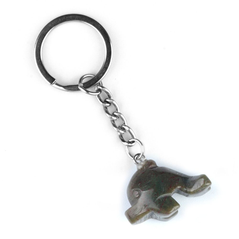 1949-Chaveiro Little Dolphin, pingente de chaveiro animal gravado em pedra de ágata de cristal.