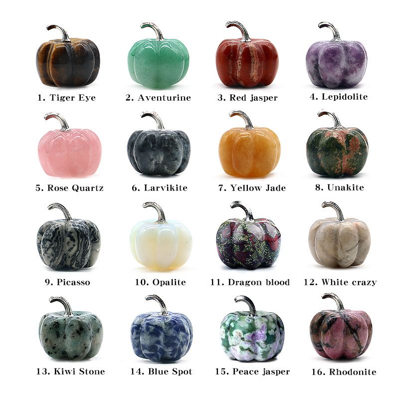 1445-30Mm abóbora, pedra de cristal natural Halloween abóbora de ação de graças ornamento de mesa