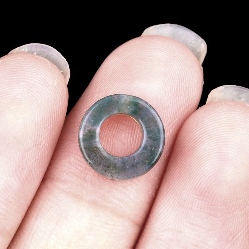 2053-Pedra de cristal natural ágata círculo oco contas soltas Pingente DIY colar pulseira acessórios contas