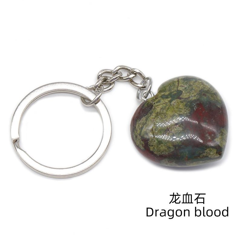 Pedra de ágata de cristal natural 30mm chaveiro do amor, pingente em forma de coração DIY caixa de presente acessórios de jóias