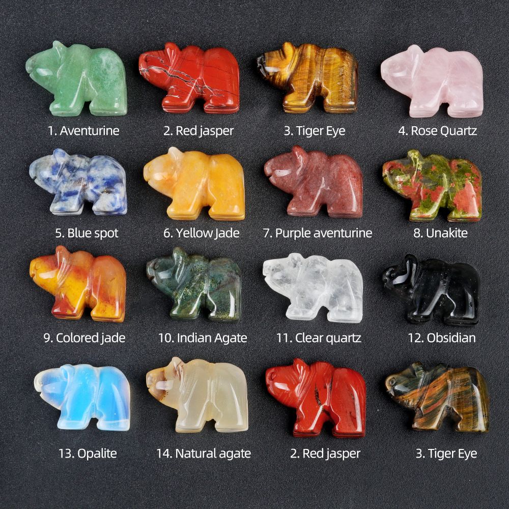 1770-1In Urso Polar Cristal Ágata Pedra Escultura Ornamento Animal Urso Gem Ornamento