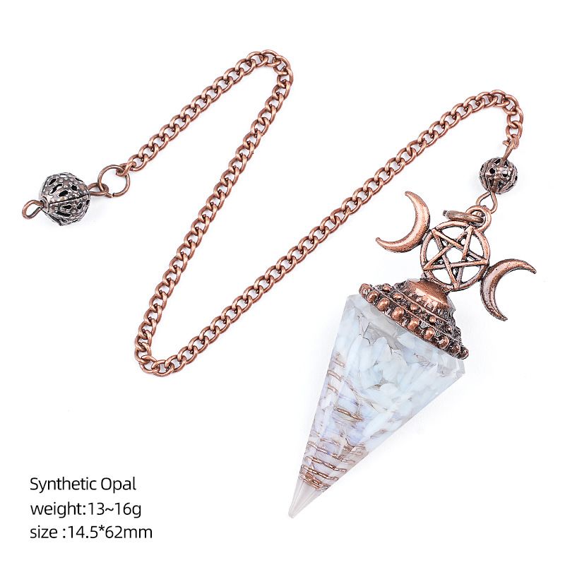 Pingente de pêndulo de cristal natural Triatlo vermelho antigo Hexagonal Cone Yoga Meditação Pêndulo de resina de frequência ajustável
