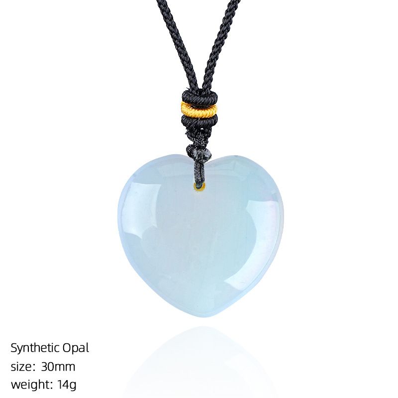 Colar de amor de cristal natural de 30Mm, pingente de coração de pêssego de pedra áspera simples para homens e mulheres do Dia dos Namorados com gravura em forma de coração de pedra natural.