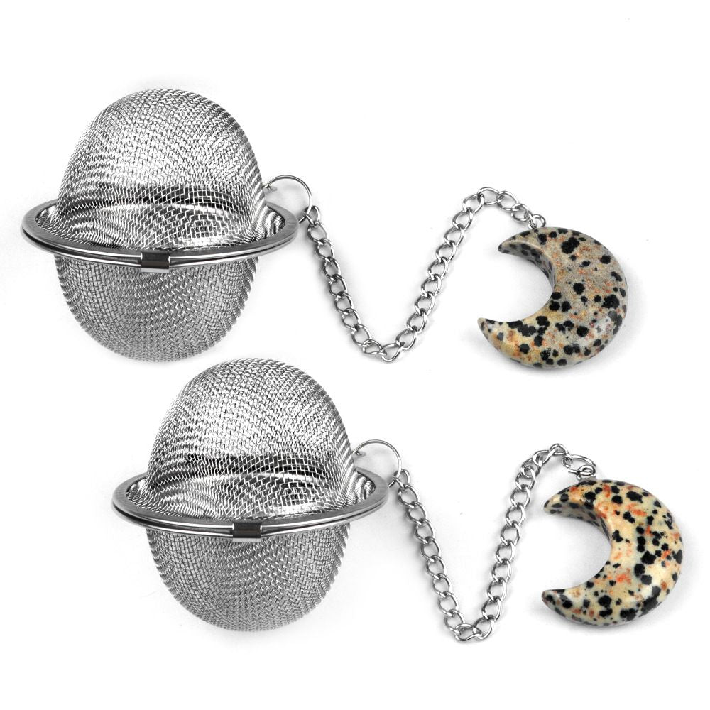 1789-Moon Tea Filter, Natural Crystal Agate Stone 304 Stainless Steel Tea Filter Sopa Hot Pot