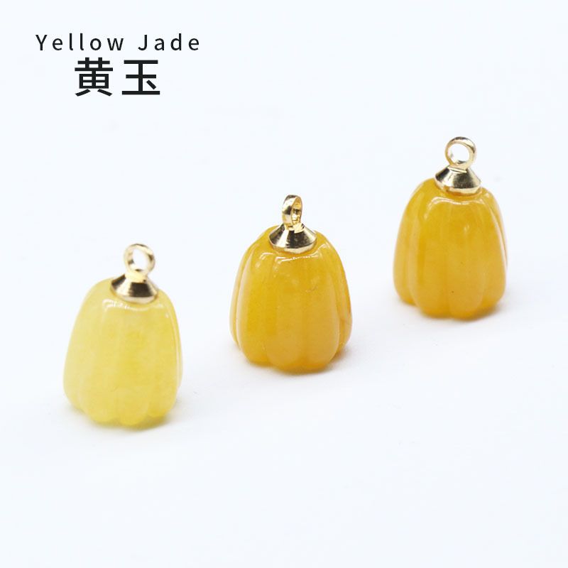 Cristal natural ágata jade gravado pequeno pingente de flor de abóbora DIY pulseira colar brincos acessórios de jóias
