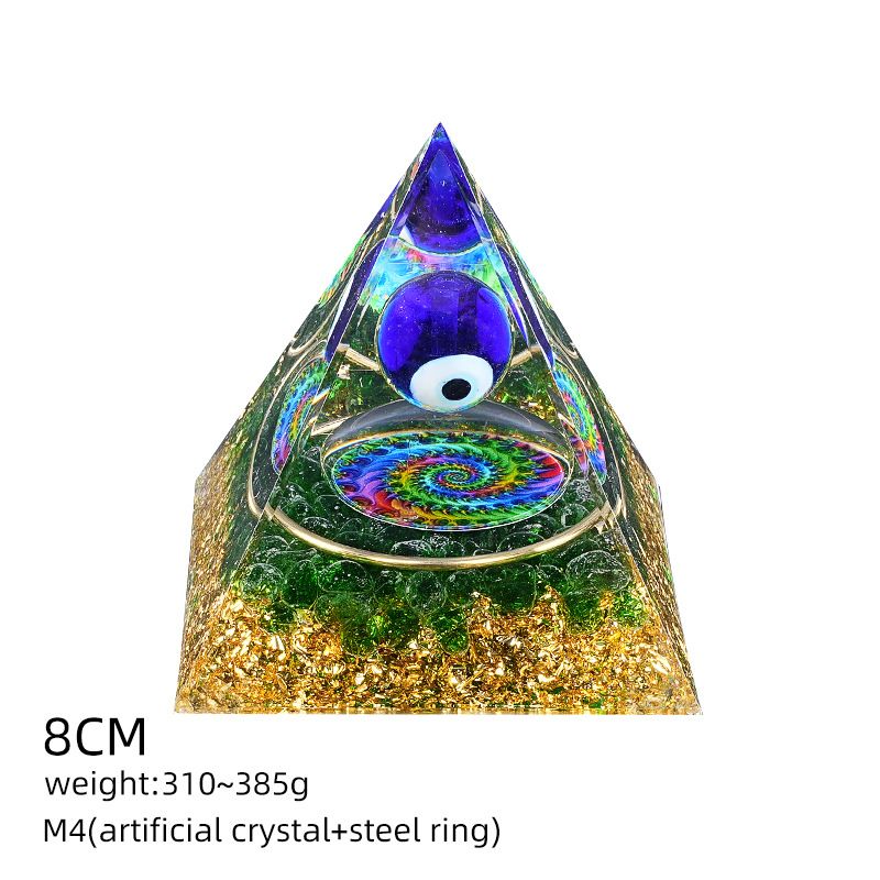Pirâmide de cristal natural de 8cm Casa criativa europeia e americana Ornamento de mesa Yoga Resina de meditação Pirâmide de epóxi