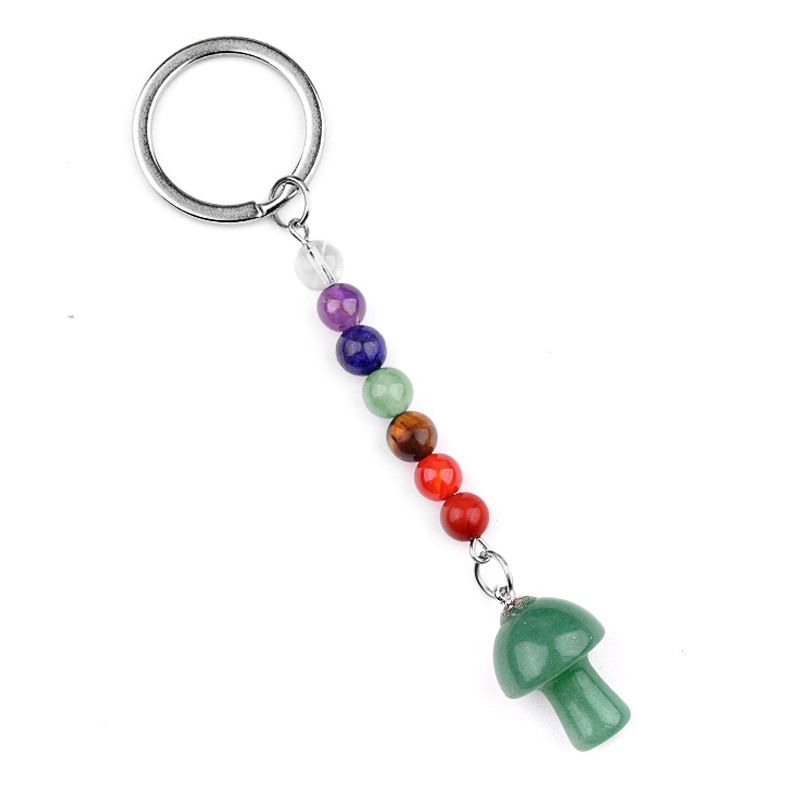 1469-Chave pingente de cristal natural colorido pedra 2cm cogumelo chaveiro saco acessórios presente atacado