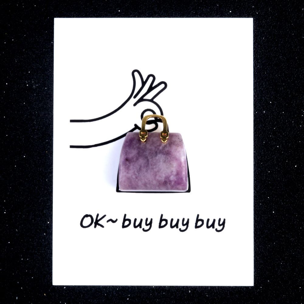 1801-Card Series Natural Crystal Agate 28mm Bag Cartão criativo divertido