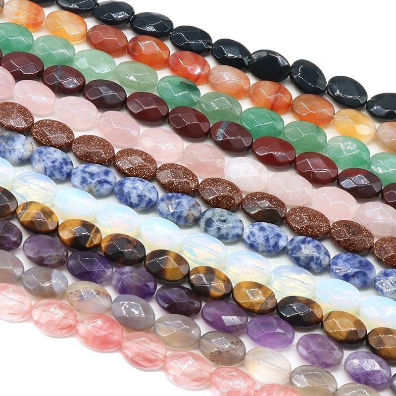 1333-10X14mm corte oval, cristal de ágata pedra semi-preciosa contas soltas em forma de ovo DIY acessórios de jóias frisadas