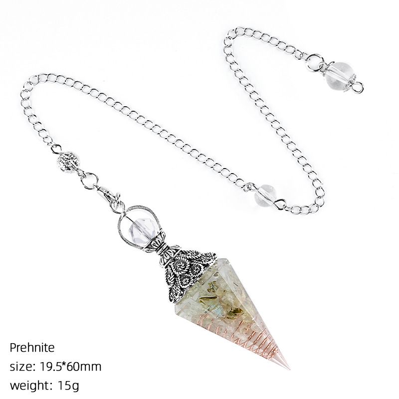 Pingente de pêndulo de cristal de resina personalizada Hexagonal Cone Rhombus Agate Gravel Yoga Meditação Freqüência Ajustável Pêndulo Epóxi