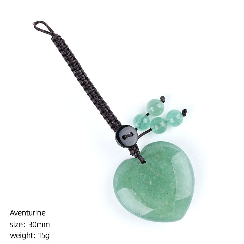 Pingente de cristal natural do amor do chaveiro tecido 30mm coração em forma de pedra natural amor bonito saco pingente