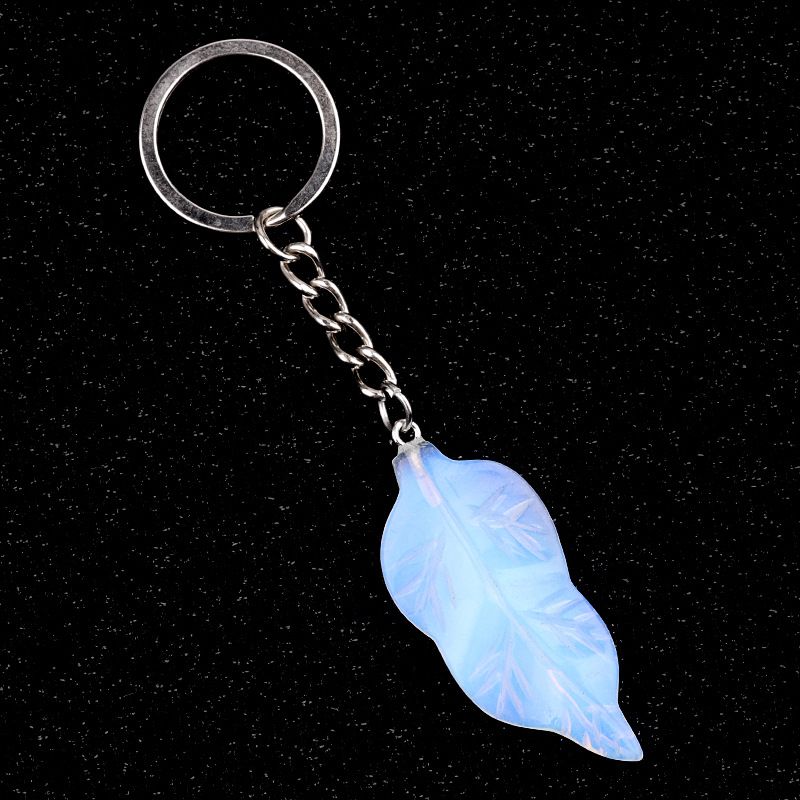 2073-Folha de cristal ágata pedra semi-preciosa chaveiro DIY pingente pena pingente decorativo acessórios de jóias