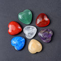1643-7 pcs, um pacote de contas soltas de amor de pedra com sete veias de 14 mm, colar de cristal de chakra DIY, pulseira, joias em forma de coração.