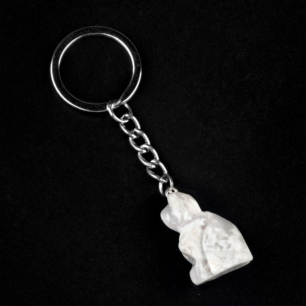 1943-Gravado gatinho chaveiro, pedra de cristal gravado animal pingente chaveiro
