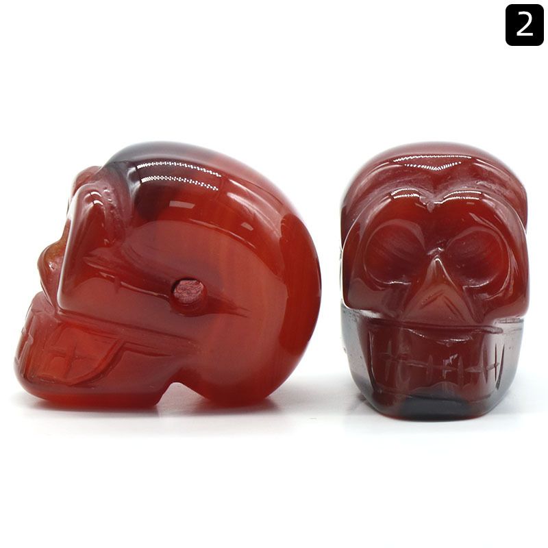 1365-Acessórios de pingente de cabeça fantasma de crânio de pedra semipreciosa de cristal natural, artesanato de Halloween pequenos ornamentos