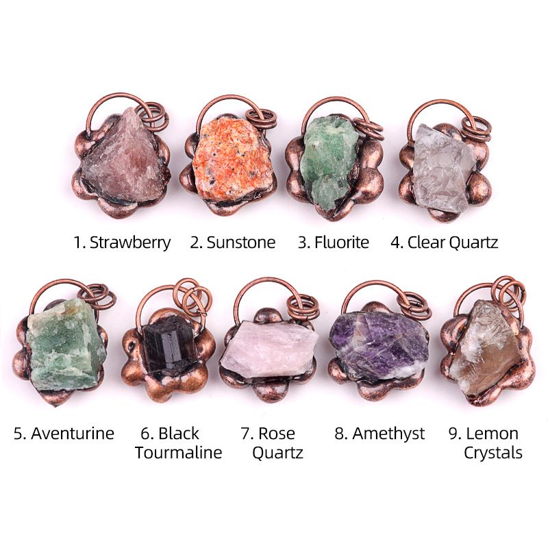 2161-Estilo retrô incrustado cristal ágata pedra semipreciosa colar pingente de pedra áspera moda versátil jóias