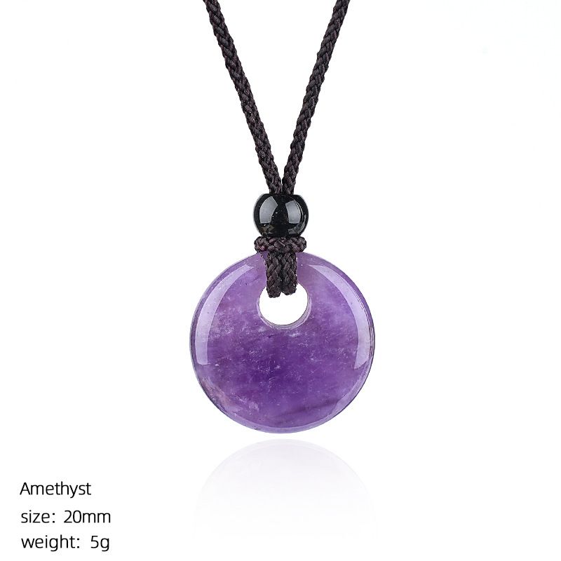 Pingente de fivela de segurança de cristal natural de 20Mm, colar de fivela de princesa redonda com grande buraco gravado em pedra selvagem, presente de Natal.