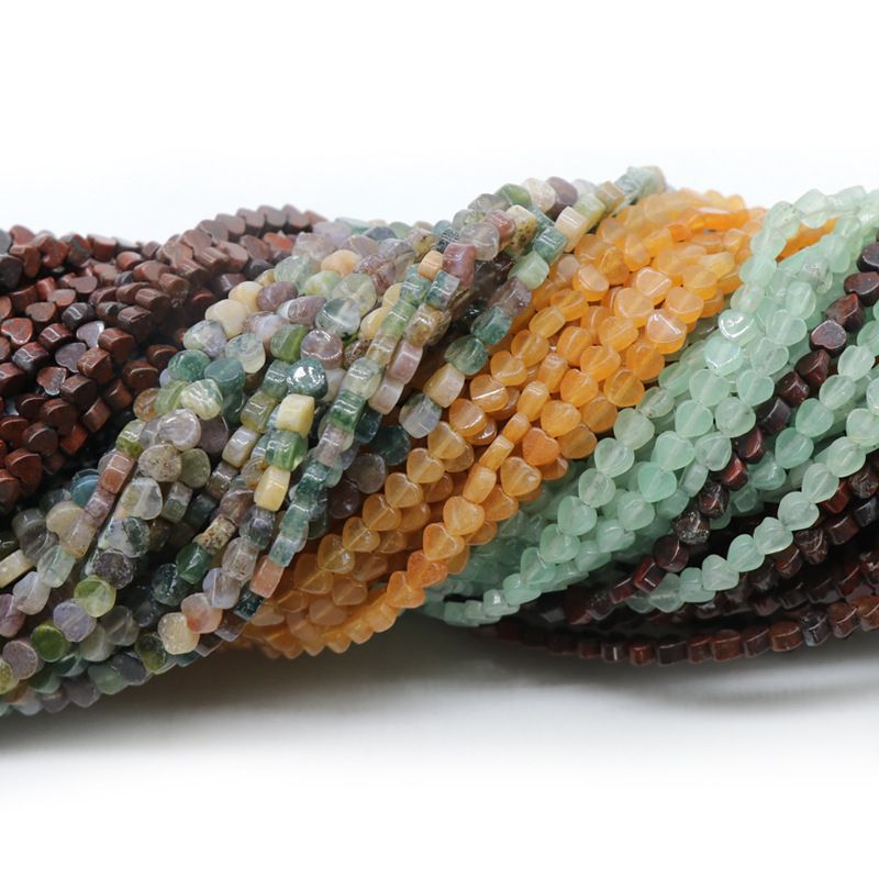 Dongling jade 4mm pequeno amor contas soltas ágata indiana coração de pêssego DIY artesanal frisado acessórios de material de jóias