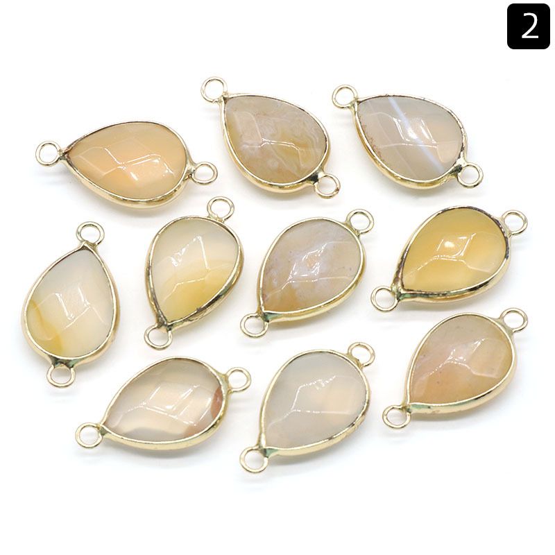 1376-Pingente de gota de água com bainha de cristal natural pendurado duplo com bainha de gota de água pingente de pulseira DIY colar material de jóias