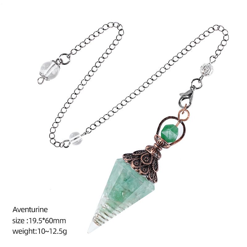 Cristal Pêndulo Cascalho Epóxi Cobre Antigo Ponta Única Hexagonal Cone Yoga Acessórios de Meditação Pêndulo de Freqüência Ajustável