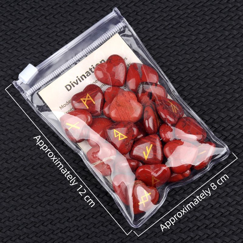 2315-Runes Natural Crystal Love Luhn Rune Stone Rune Semi-Precious Stone Engraved 25 saco de pano