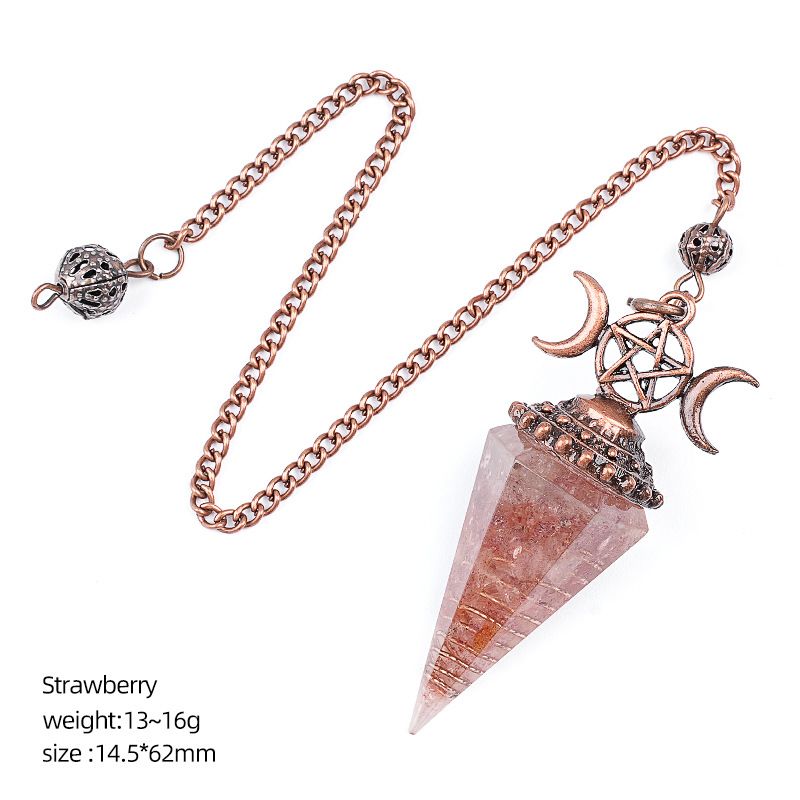 Pingente de pêndulo de cristal natural Triatlo vermelho antigo Hexagonal Cone Yoga Meditação Pêndulo de resina de frequência ajustável