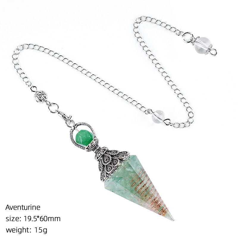 Hot Selling Cristal Natural Pêndulo Receptáculo de Prata Antiga Cone Hexagonal Ponta Única Yoga Meditação Resina de Freqüência Ajustável Pêndulo
