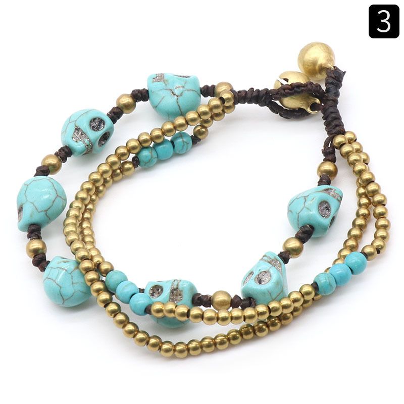 1155-Colorido Turquesa Crânio Pulseira desejo AliExpress Ebay Transfronteiriço Jóias Pulseira