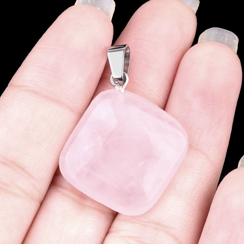 1822-24Mm cristal ágata jade quadrado pingente diagonal, pingente quadrado de pedra semi-preciosa acessórios de jóias DIY