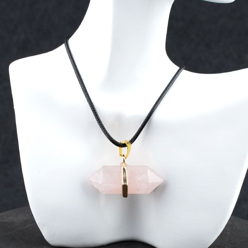 Colar de pilar hexagonal de pedra de cristal natural 13 * 36mm bala pingente de jóias DIY